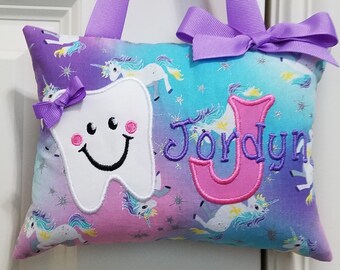 Tooth Fairy Pillow - Unicorns, Personalized, Custom Made. Opt. Tooth Chart, Baby Gift, Shower Gift, Christmas Gift, Kjeep