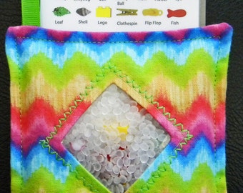 I Spy Bag - SEWN Word List and Detachable PICTURE List - Rainbow Chevron