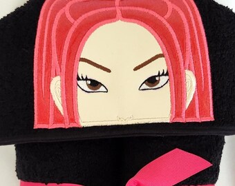 Kids Hooded Towels - KPop Demon Hunter Dancer, Personalized, Toddler Gift, Toddler Towel, Shower Gift, Embroidered Design, Birthday Party