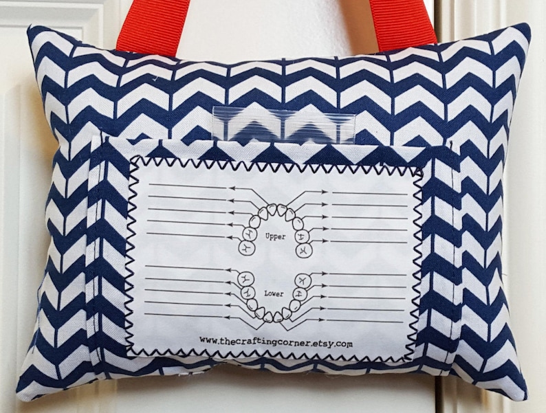 Tooth Fairy Pillow Navy Chevron with Red