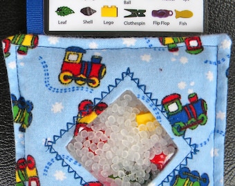 I Spy Bag - SEWN Word List and Detachable PICTURE List- Trains