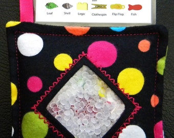 I Spy Bag - Mini with SEWN Word List and Detachable PICTURE LIST- Polka Dots