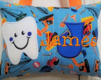 Tooth Fairy Pillow - Trucks - Custom Made, Opt. Tooth Chart, Baby Gift, Shower Gift, Christmas Gift, Child's Keepsake, Toddler Gift