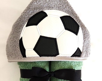 Kids Hooded Towels - Soccer Ball, Character Towel, Pool Coverup, Dress Up Clothes, Child Christmas Gift, Baby Shower Gift, Kids Birthday