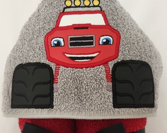 Kids Hooded Towels - Monster Truck, Child's Gift, Toddler Towel, Shower Gift, Hooded Towel, Personalized Child Gift, TV Towel, Dress-up