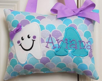 Tooth Fairy Pillow - Mermaid's Tail, Personalized, Custom Made, Opt. Tooth Chart, Baby Gift, Shower Gift, Christmas Gift, Birthday Gift