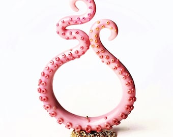 Octopus Tentacle Pendant in Pearly Pink and Gold