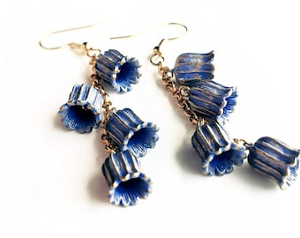 Bluebell Patinaed Brass Earrings