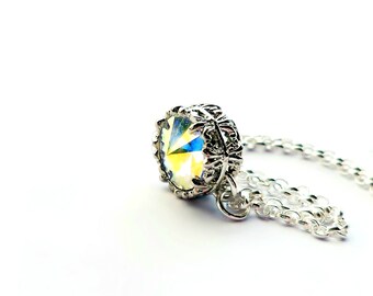 Swarovski Crystal ab Filigree Pendant