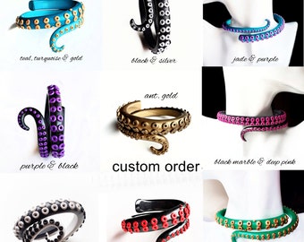 Octopus Tentacle Choker and Bangle Set  Unisex - made to order any colour