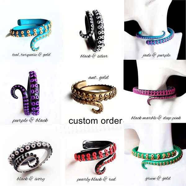 Octopus Tentacle Choker and Bangle Set  Unisex - made to order any colour