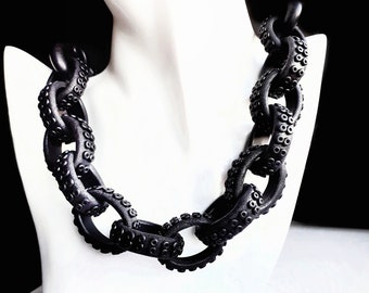 Octopus Tentacle Chain Link Necklace Black