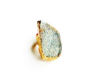 White Titanium Druzy Quartz Statement Ring