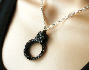 Black Sparkle Handcuff Choker Pendant