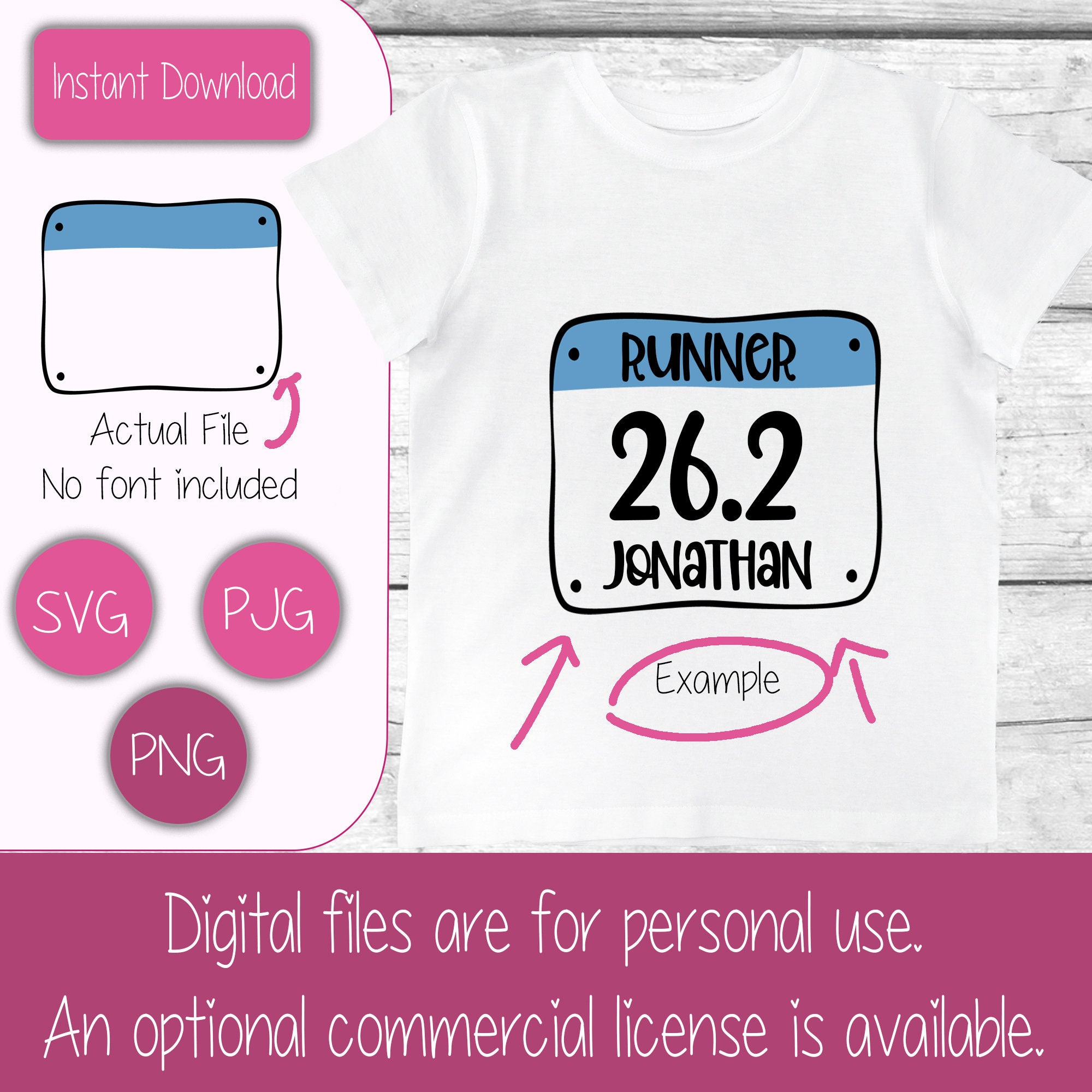 Runner Race Bib SVG File tshirt Design Sublimation PNG Personal Use