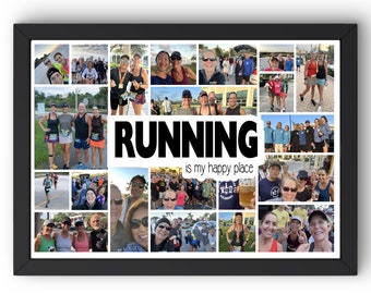 Personalized Running Photo Collage Poster: Marathon Gift (Canva Template)