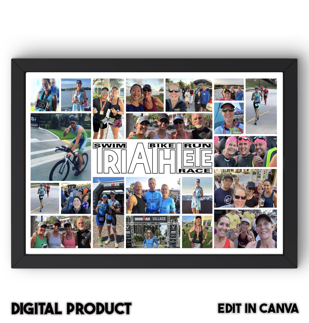 Triathlete Sports Photo Collage Poster Personalized Triathlon Ironman ...