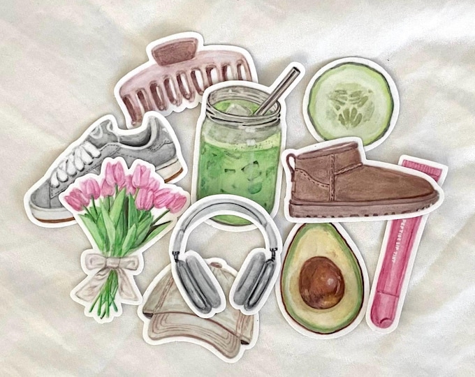 The Clean Girl Sticker Pack (10 PCS) || Glossy waterproof vinyl laptop stickers