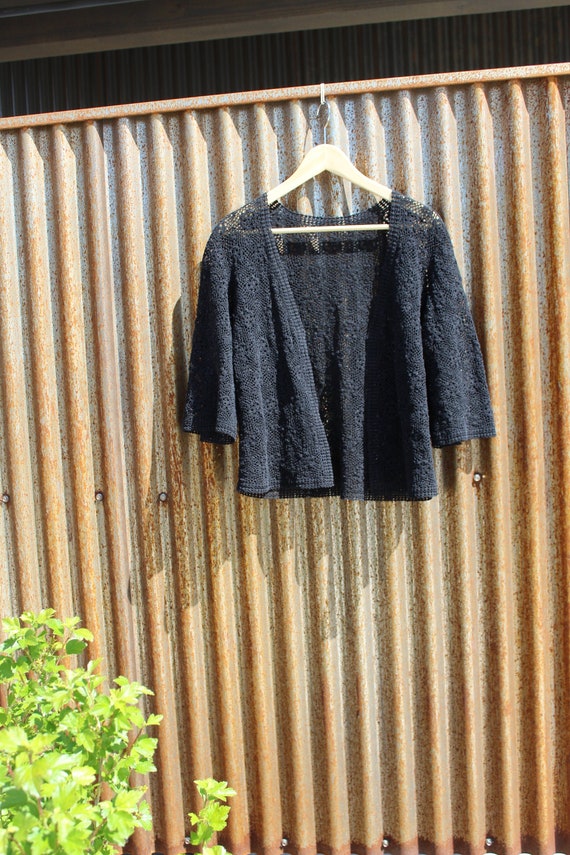 Black Vintage Crochet Sweater