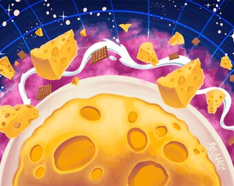 Space on a Platter - Pop Surrealism Signed Print