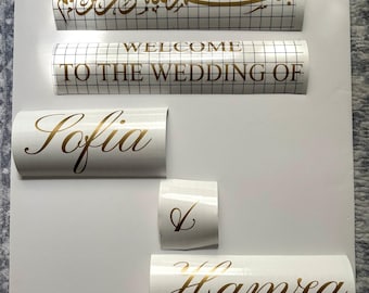 Personalised Islamic Wedding Nikkah Welcome Sign, Nikkah Sign, Wedding Sign, Vinyl Stickers, Nikkah Stickers, Islamic Wedding Stickers | Set