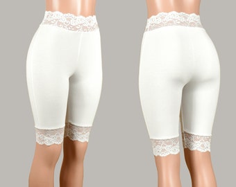 white lace cycling shorts
