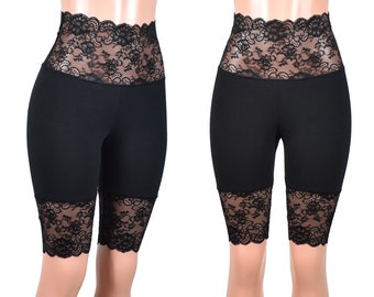 high waisted knee length shorts women's