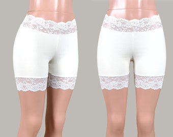 white lace cycling shorts