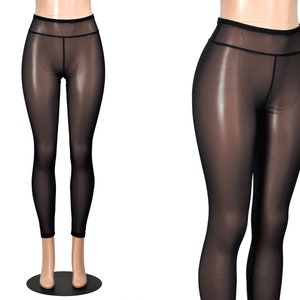 Gupgi Women See Through Pants High Waist Sheer Mesh Leggings Yoga Pants 