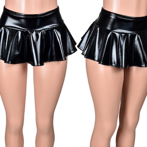 Black Stretch Woven Fold Over Micro Mini Skirt