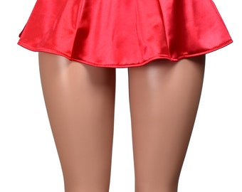 Light Pink Red Black White Stretch Satin Micro Mini Skirt Xs S M L