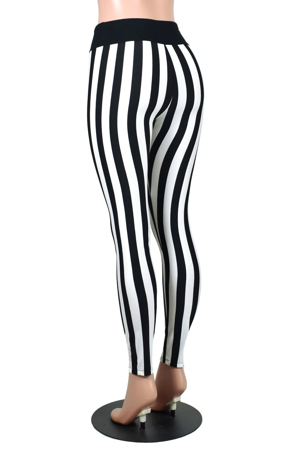 Full Length Black and White Vertical Stripe Leggings XS S M L Etsy