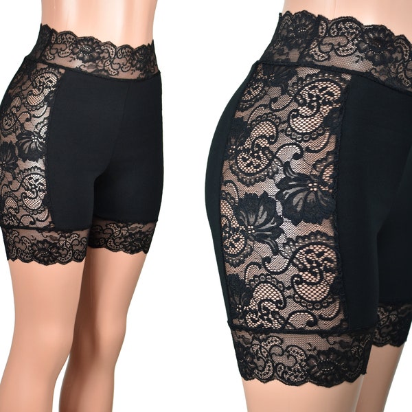 black sheer biker shorts