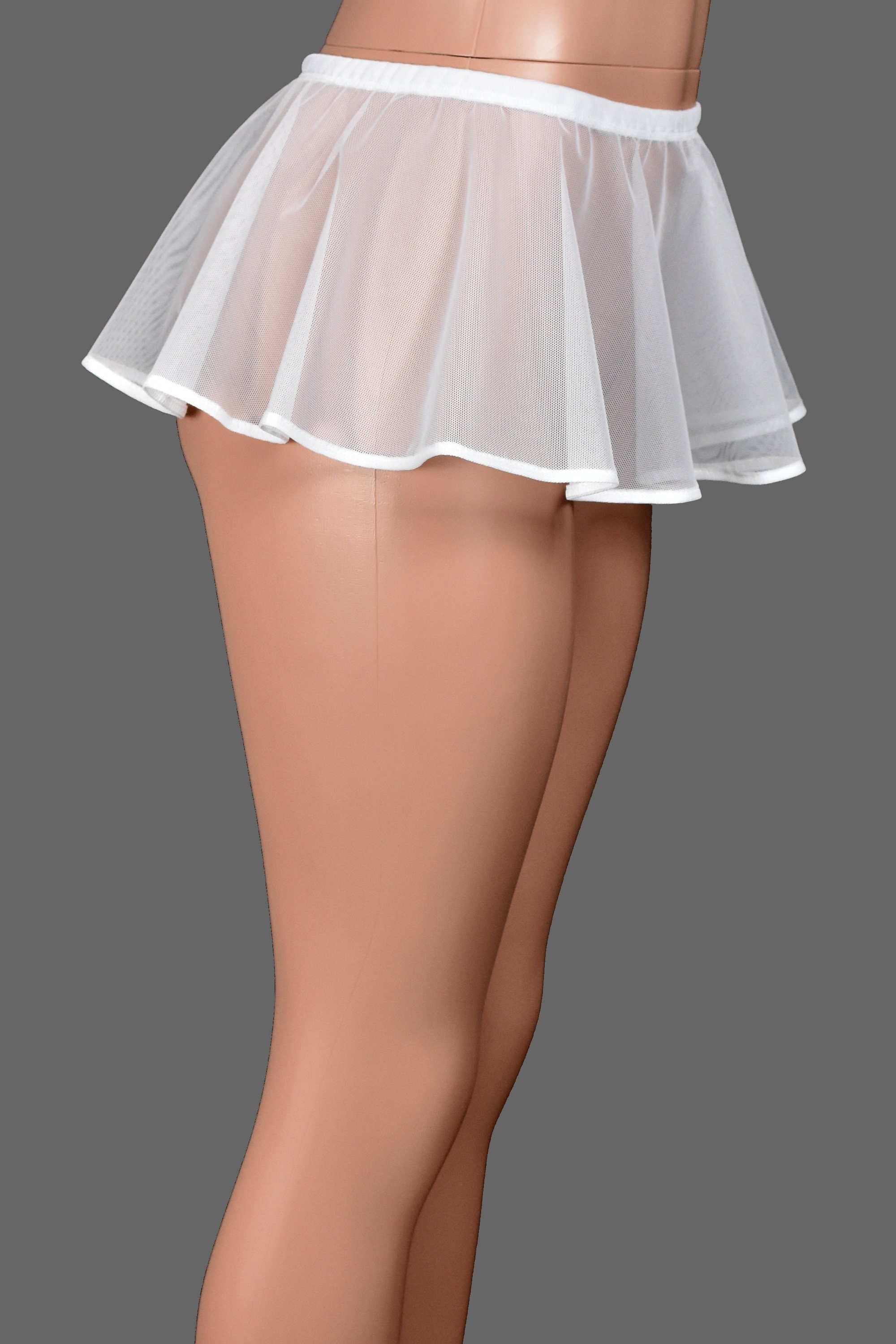 White Mesh Micro Mini Skirt 8 Long Circle Skirt XS S M L XL 2XL