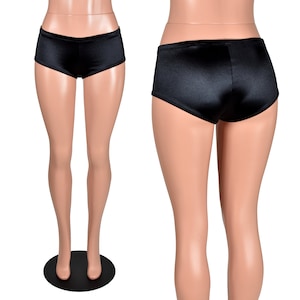 Black Matte Tricot Spandex Booty Shorts. Low Rise and Cheeky. Adult and  Plus Sizes. 