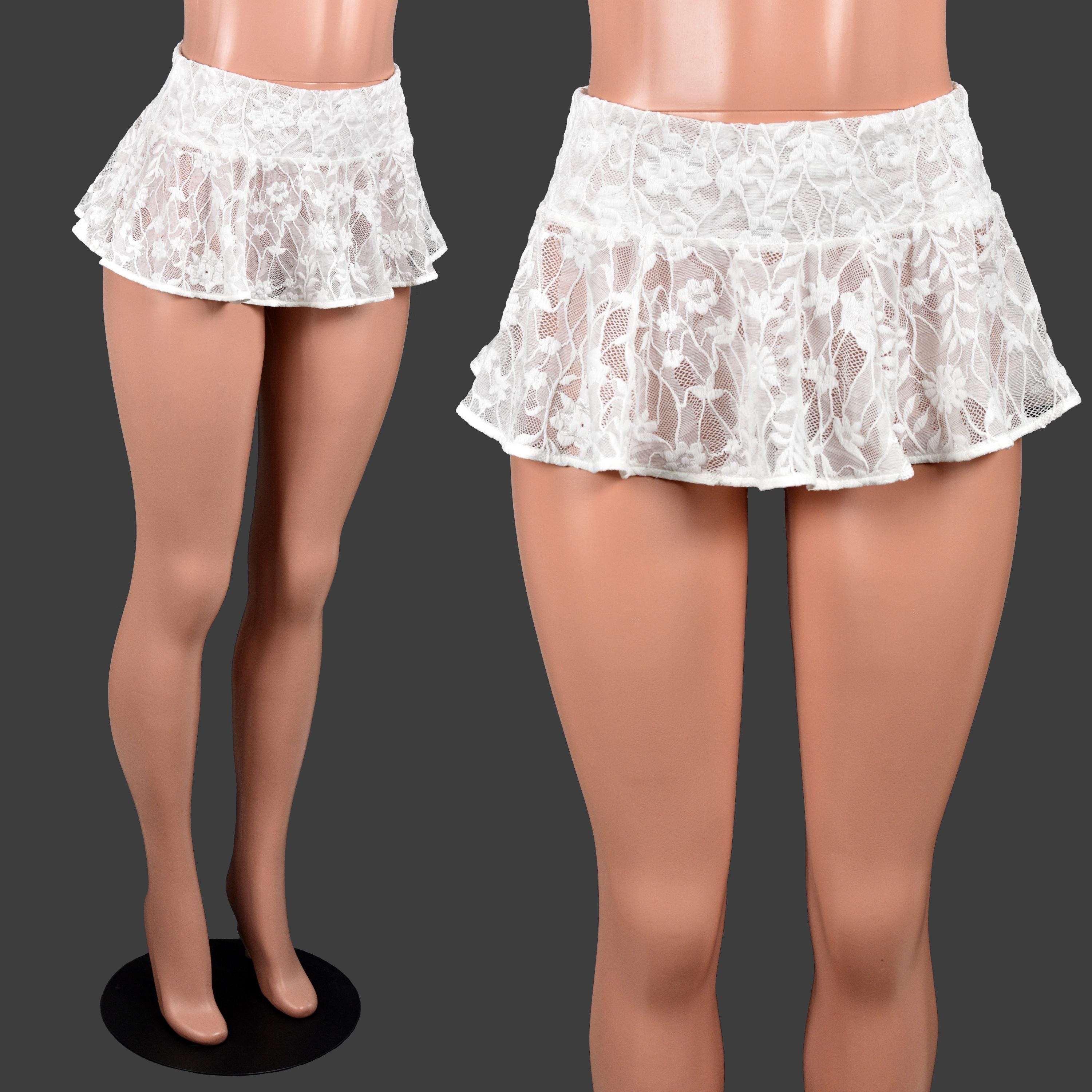 Jupe Courte Dentelle Transparente Sexy - Sous-vêtement Ou Lingerie Pour Soirée, Taille Unique 40-80kg, Neuve