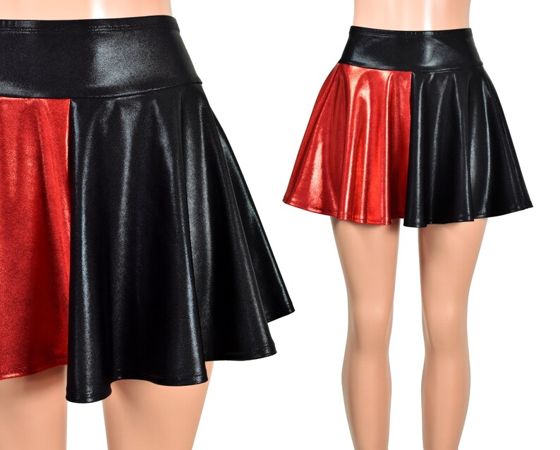 Red and Black Metallic Harley Quinn Circle Skirt XS S M L XL | Etsy