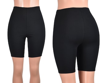 High-Waisted Black Cotton Spandex Bike Shorts XS S M L XL 2XL 3XL 4XL plus size stretch mid length short undershorts high rise