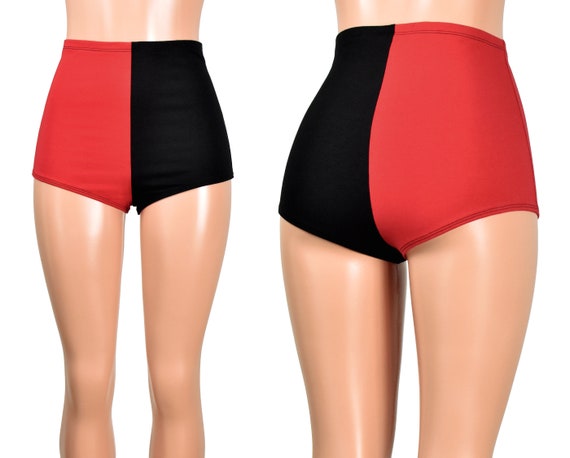 red high waisted booty shorts