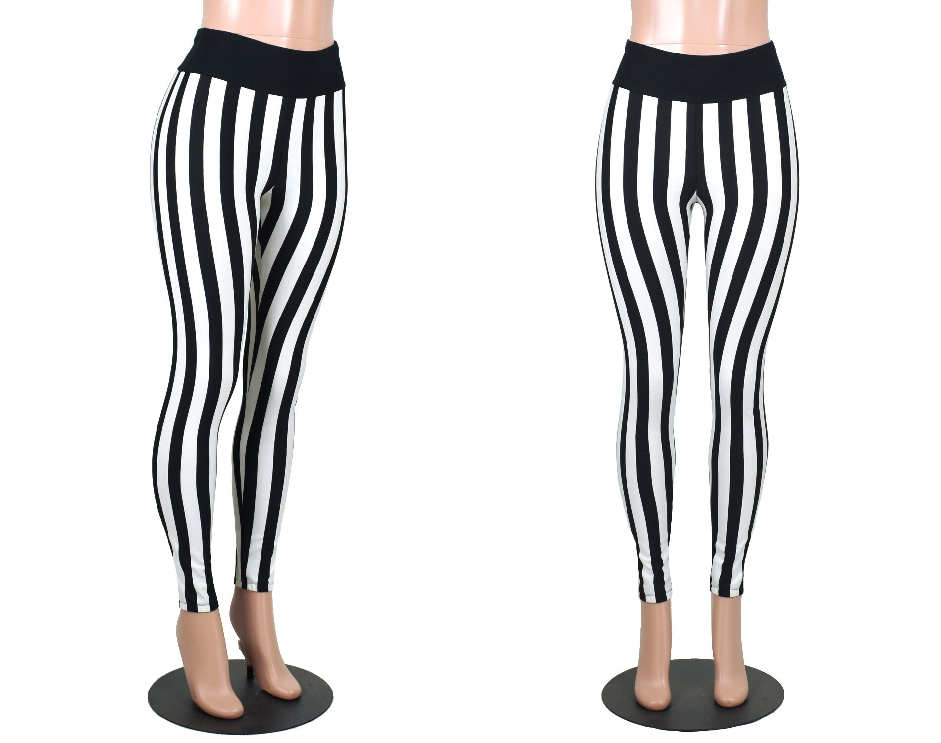 Full Length Black and White Vertical Stripe Leggings XS S M L Etsy
