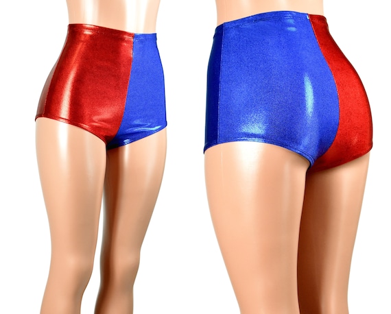 High Waisted Red And Blue Shiny Harley Quinn Booty Shorts Xs S Etsy High Waisted Red And Blue Shiny Harley Quinn Booty Shorts Xs S Etsy