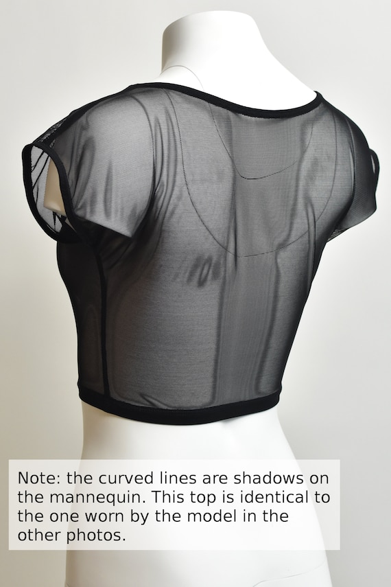 USWomen Sexy Sheer Low Cut T-shirt Transparent See-through Crop Top Short  Sleeve