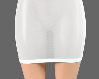 High-waisted White Mesh Mini Skirt Size XS S M L 0X XL 2XL 3xl