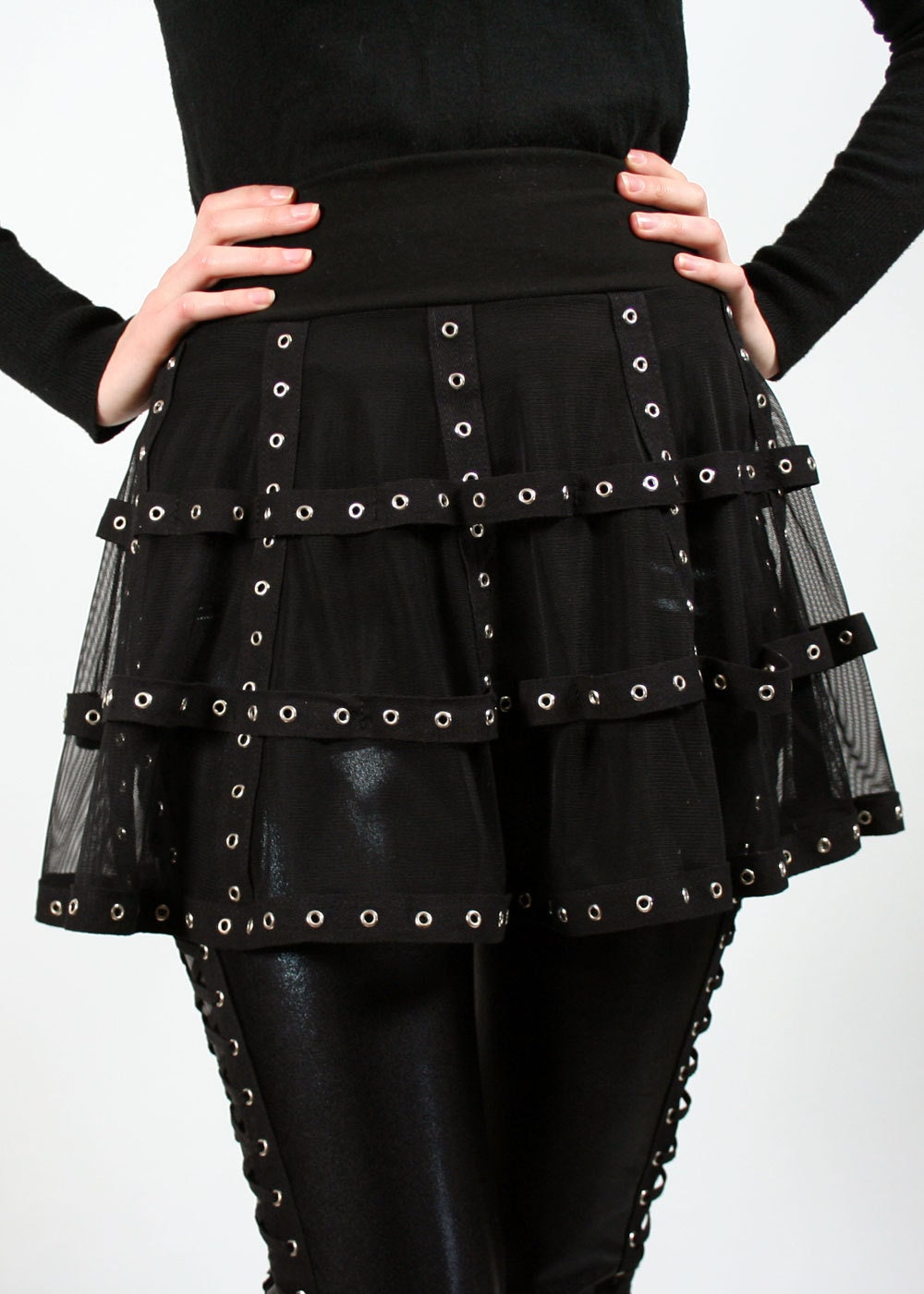 Black Mesh and Grommet Cage Skirt XS S M L XL 2XL 3xl Plus | Etsy