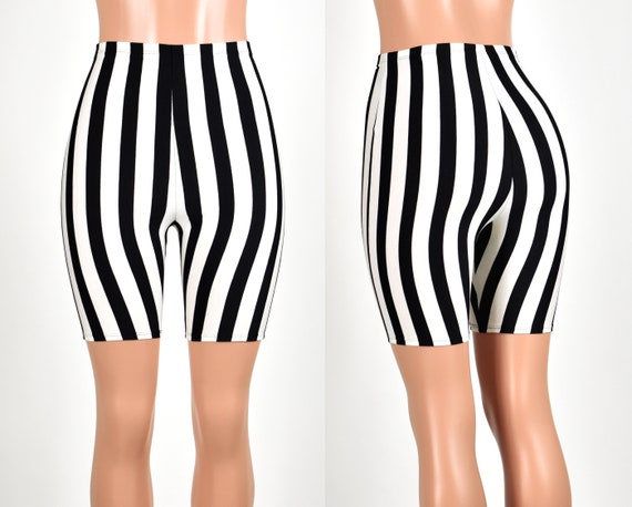 black and white striped cycling shorts