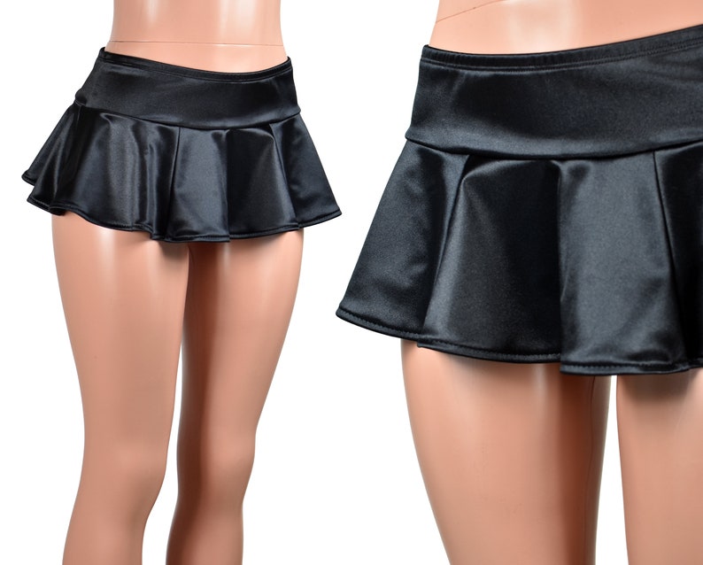 Black Stretch Satin Micro Mini Skirt XS S M L xl 2xl 3xl | Etsy