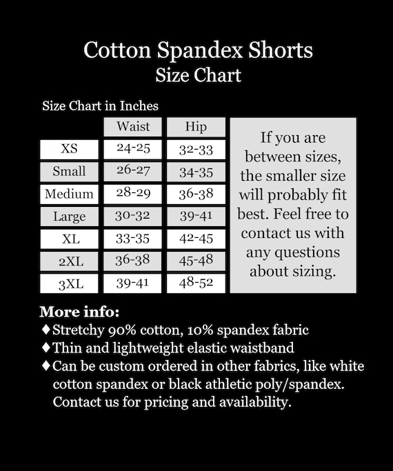 High-waisted Black Cotton Spandex Booty Shorts XS S M L XL 2XL 3XL