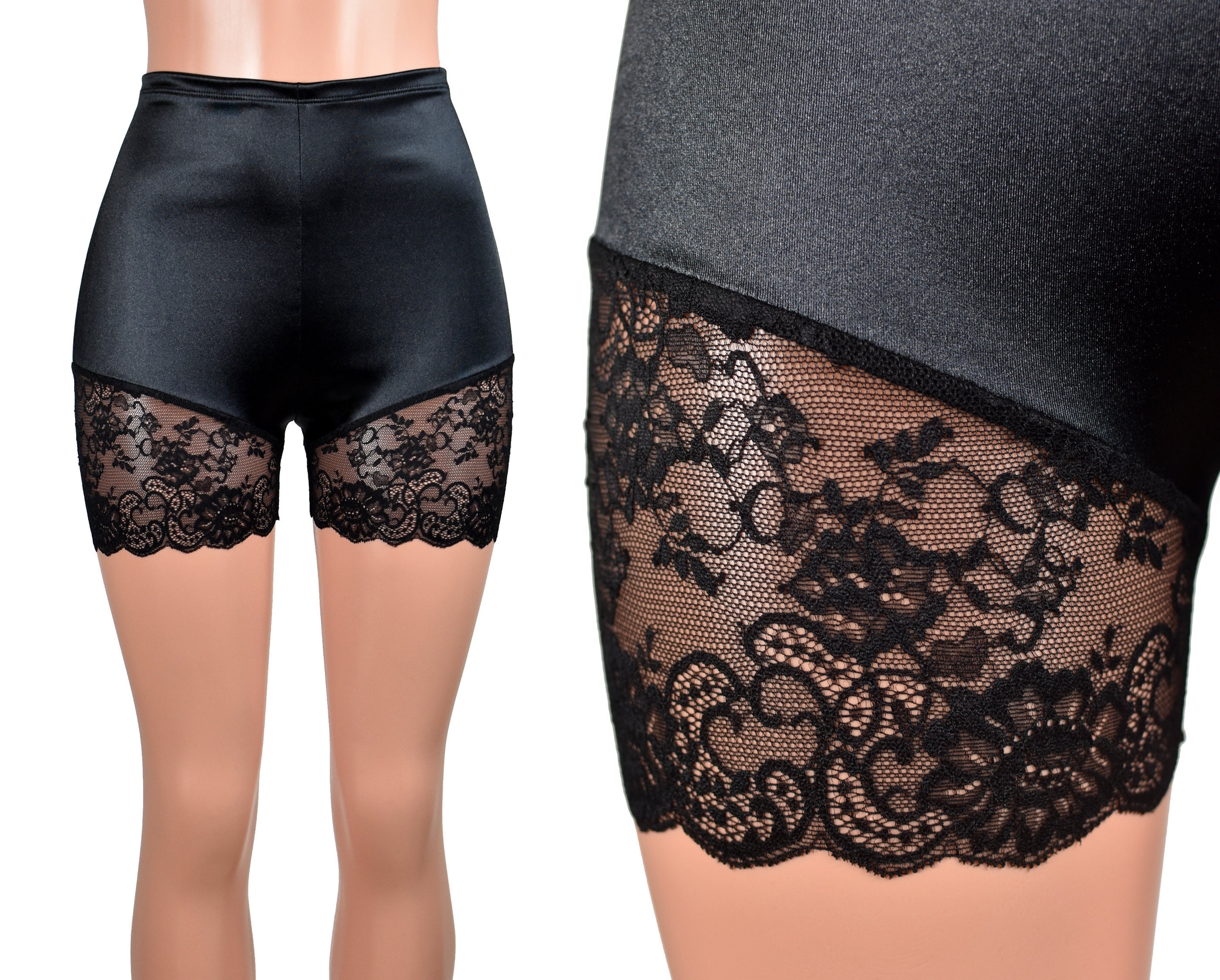 Beige Polyamide Lace Shorts Safety Pants Underwear Anti-chafing Under Dress  