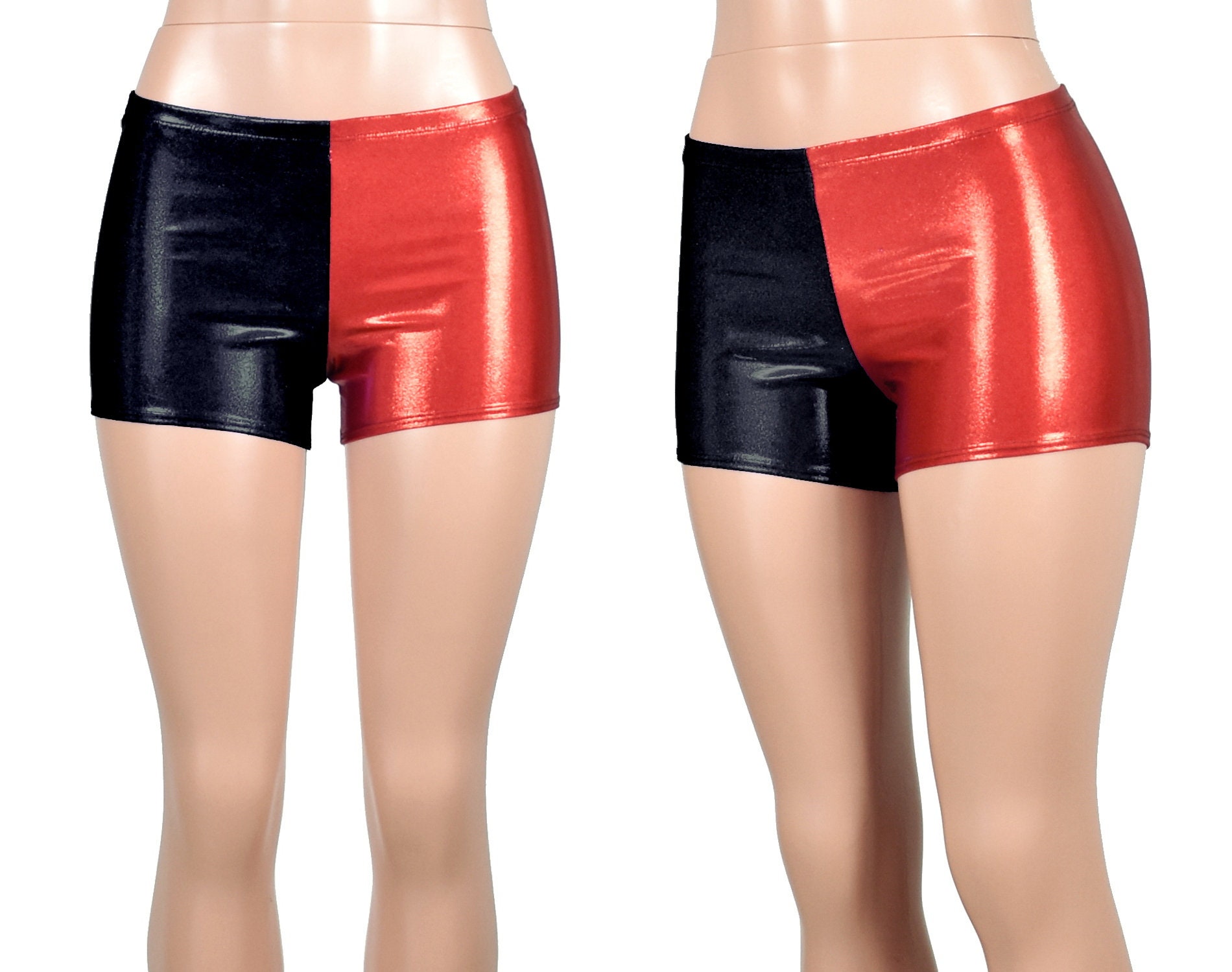 Black and Red Shiny Harley Quinn Shorts XS S M L XL 2XL 3XL Etsy