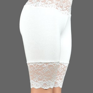 Knee Length Wide Waistband White Stretch Lace Shorts XS S M L XL 2XL ...